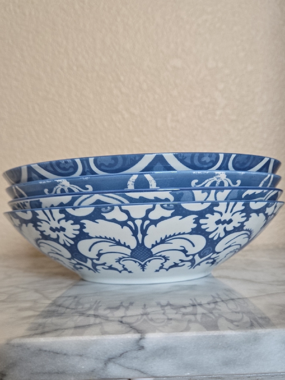 Blue and White Decorative Ceramic Bowls - Set of 4